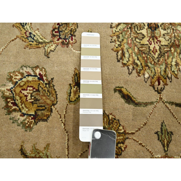 7'8" x 9'10" New Hand Knotted Brown Wool & Silk Rectangle Oriental Rug - MOA10275586