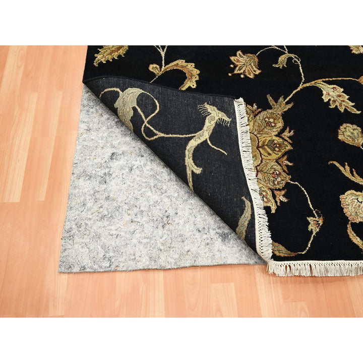8'0" x 9'11" New Hand Knotted Black Wool & Silk Rectangle Oriental Rug - MOA10275587
