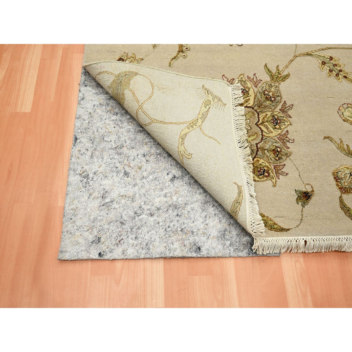 7'11" x 9'9" New Hand Knotted Ivory Wool & Silk Rectangle Oriental Rug - MOA10275588