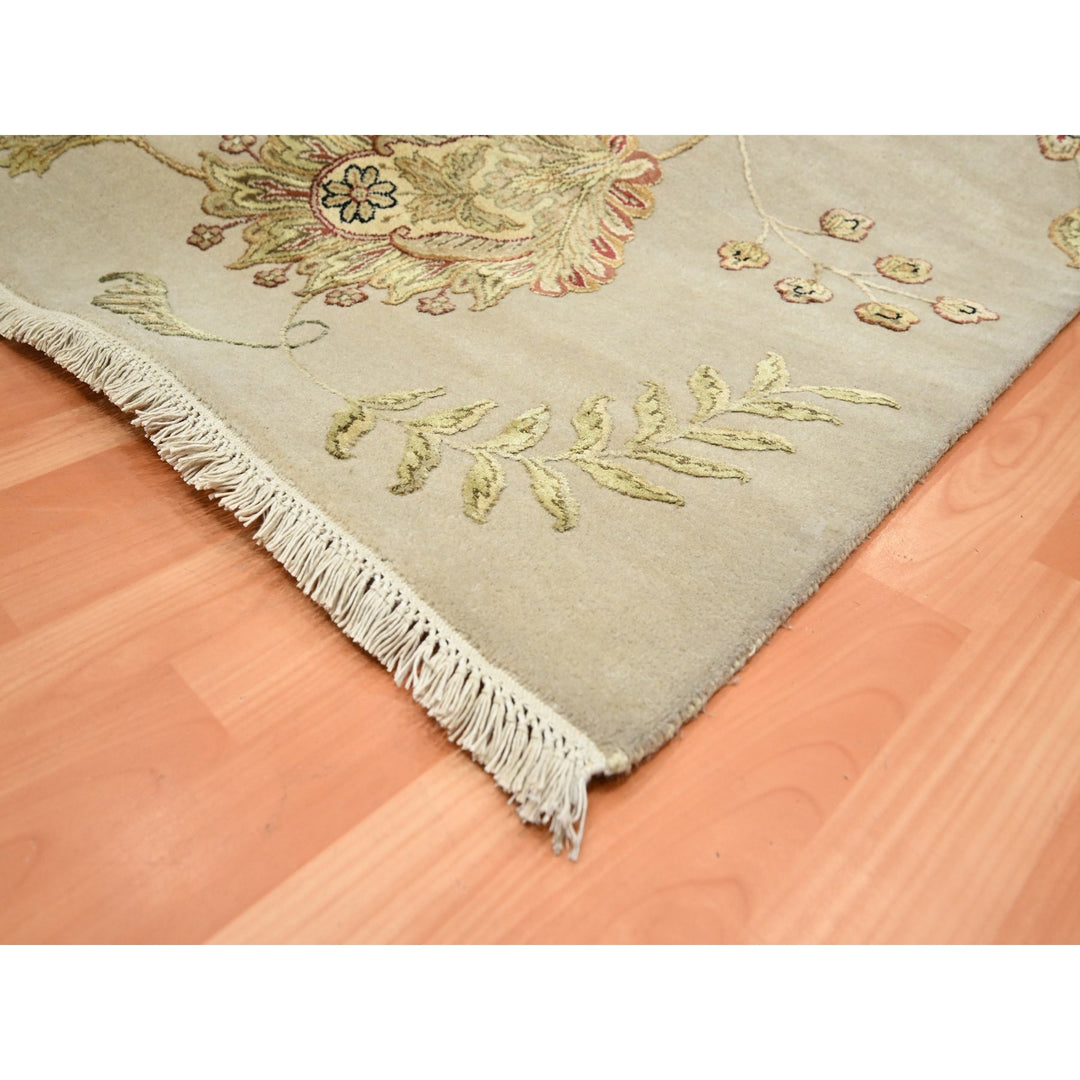 7'11" x 9'9" New Hand Knotted Ivory Wool & Silk Rectangle Oriental Rug - MOA10275588