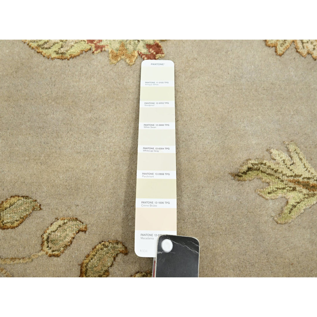 7'11" x 9'9" New Hand Knotted Ivory Wool & Silk Rectangle Oriental Rug - MOA10275588