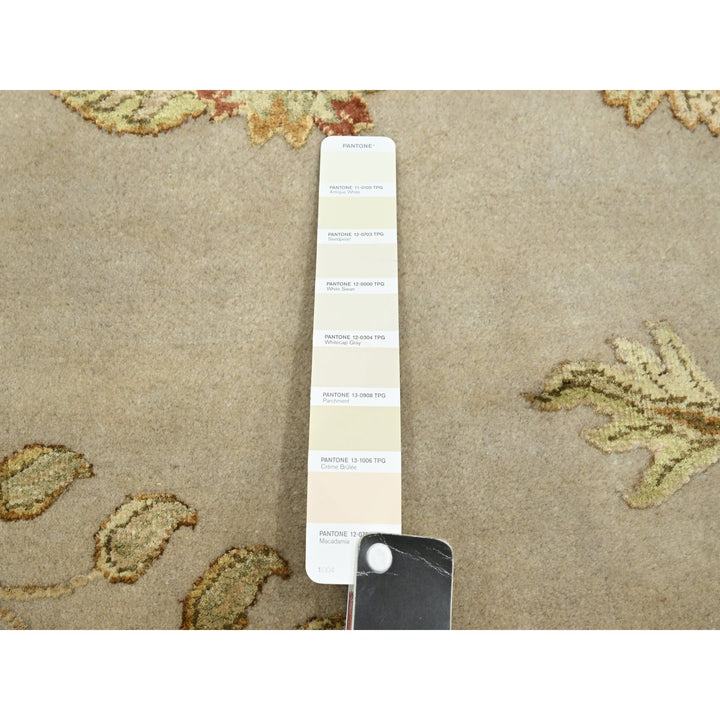 7'11" x 9'9" New Hand Knotted Ivory Wool & Silk Rectangle Oriental Rug - MOA10275588