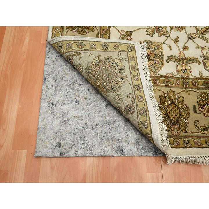 7'8" x 10'0" New Hand Knotted Ivory Wool & Silk Rectangle Oriental Rug - MOA10275589