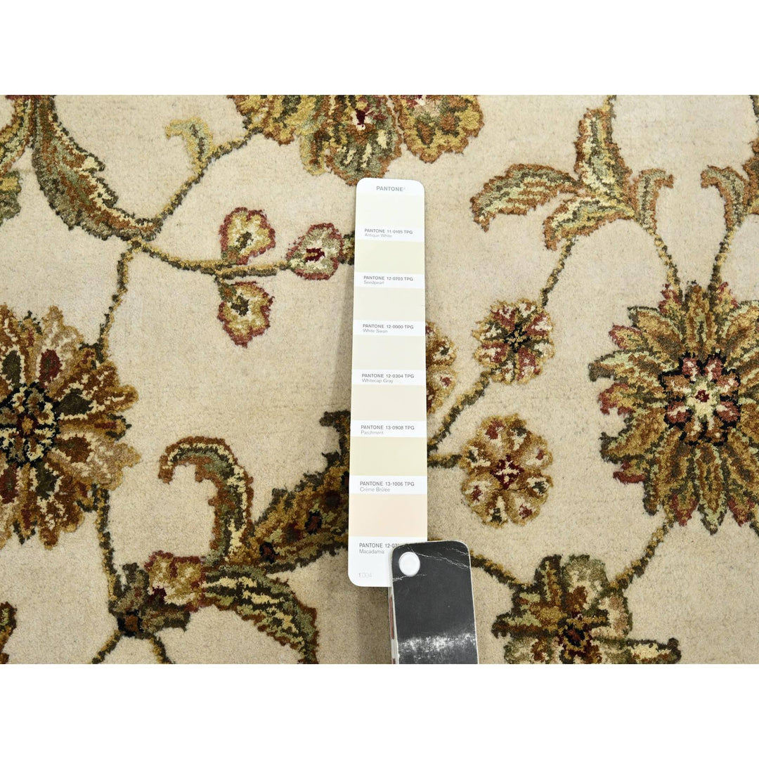 7'8" x 10'0" New Hand Knotted Ivory Wool & Silk Rectangle Oriental Rug - MOA10275589