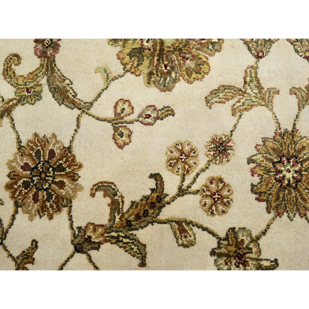 7'8" x 10'0" New Hand Knotted Ivory Wool & Silk Rectangle Oriental Rug - MOA10275589