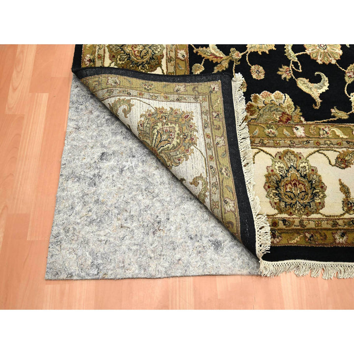 8'7" x 12'1" New Hand Knotted Black Wool & Silk Rectangle Oriental Rug - MOA10275591