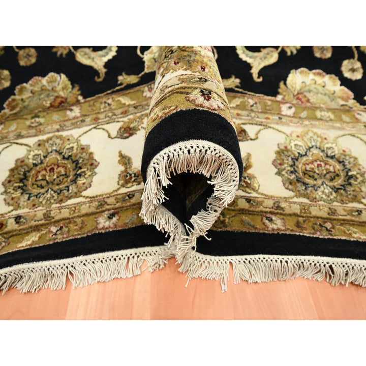 8'7" x 12'1" New Hand Knotted Black Wool & Silk Rectangle Oriental Rug - MOA10275591