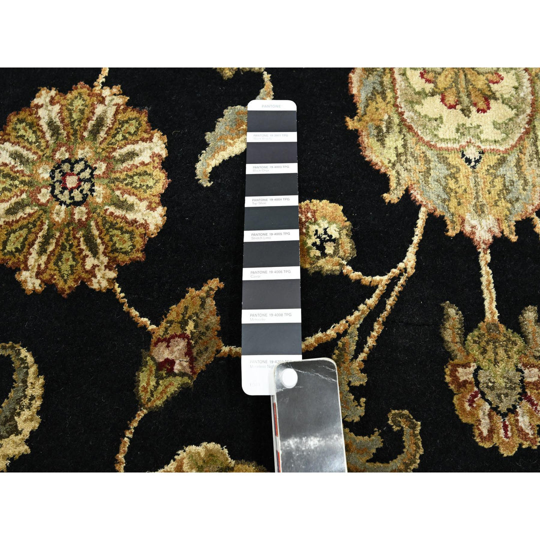 8'7" x 12'1" New Hand Knotted Black Wool & Silk Rectangle Oriental Rug - MOA10275591