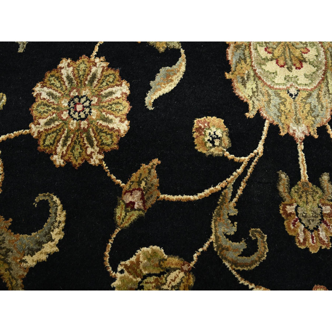 8'7" x 12'1" New Hand Knotted Black Wool & Silk Rectangle Oriental Rug - MOA10275591