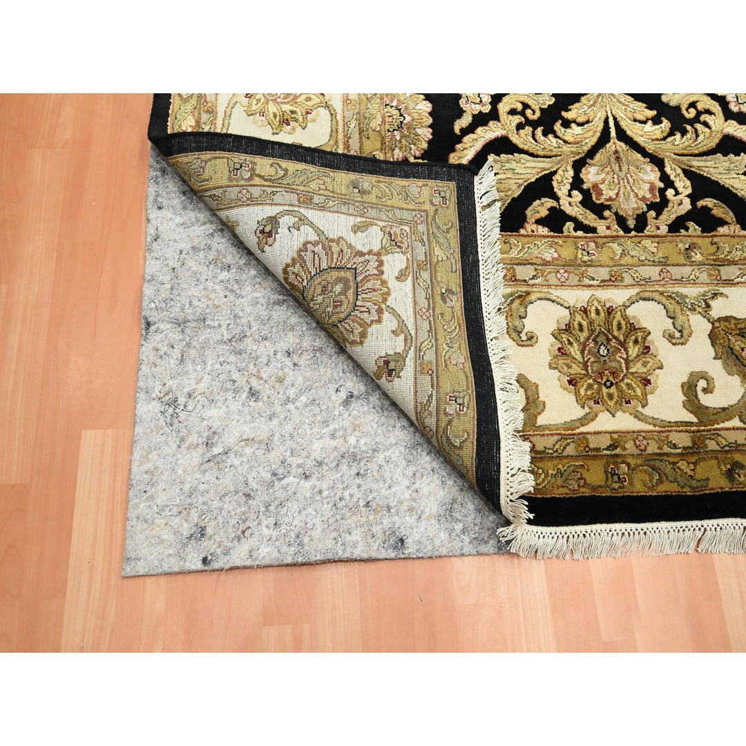 8'10" x 12'2" New Hand Knotted Black Wool & Silk Rectangle Oriental Rug - MOA10275592