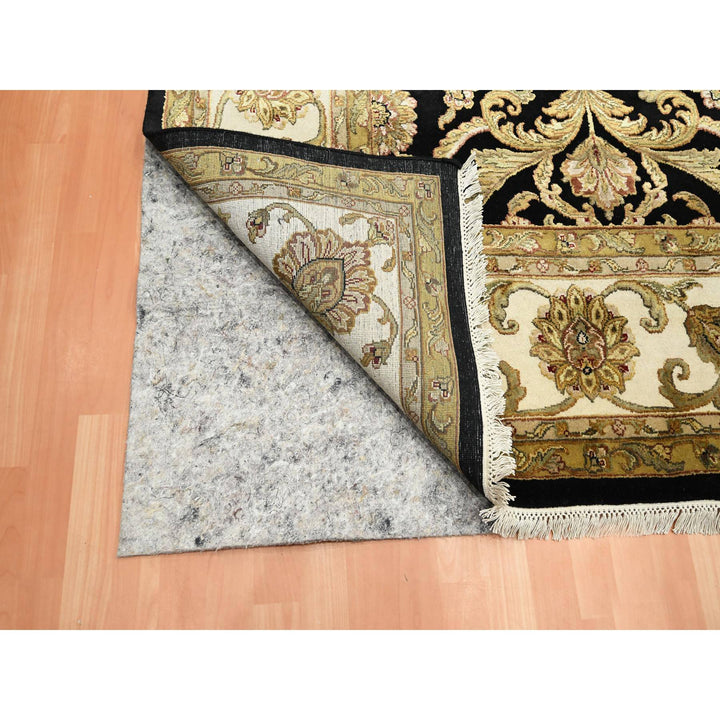 8'10" x 12'2" New Hand Knotted Black Wool & Silk Rectangle Oriental Rug - MOA10275592