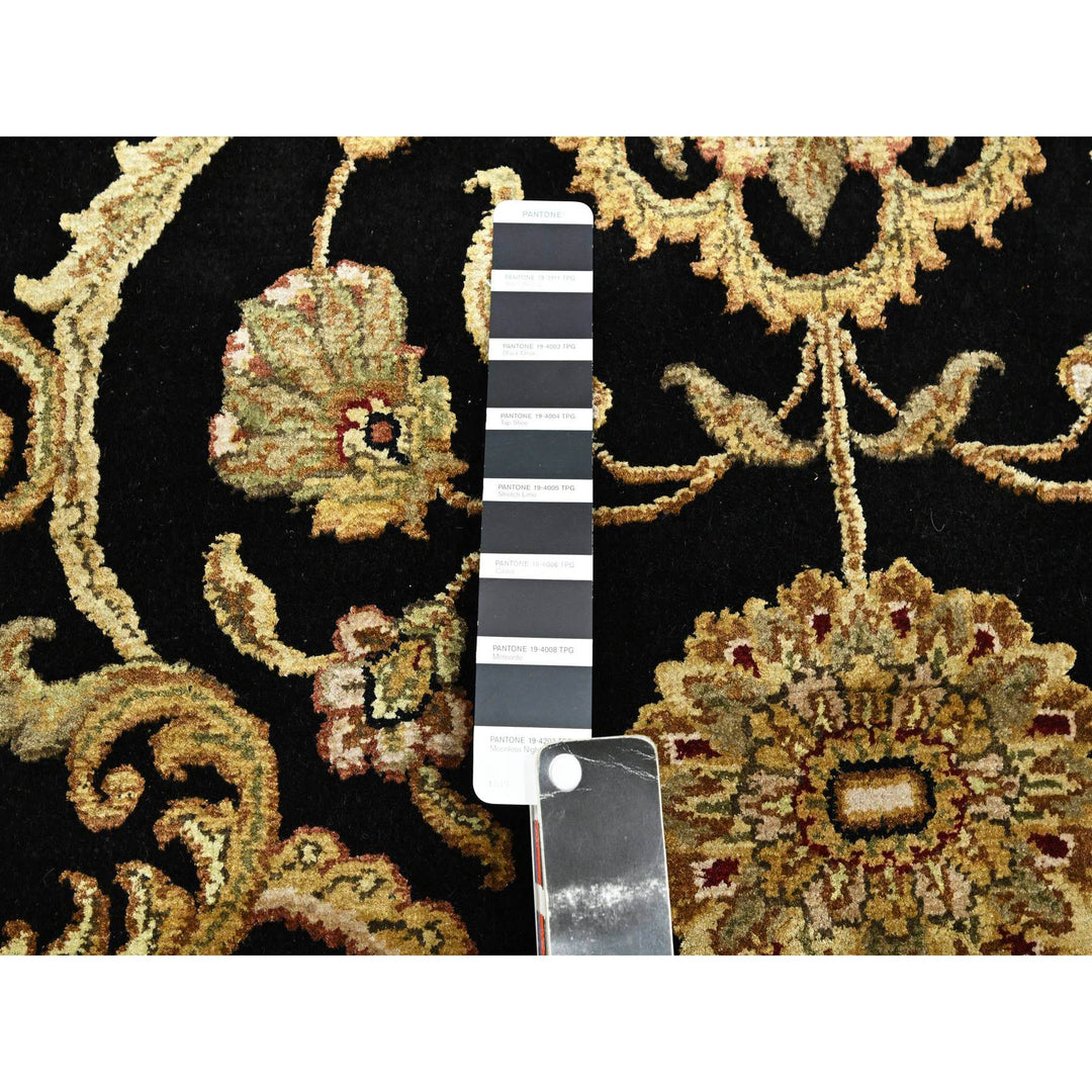 8'10" x 12'2" New Hand Knotted Black Wool & Silk Rectangle Oriental Rug - MOA10275592