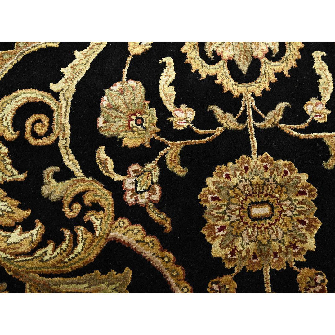 8'10" x 12'2" New Hand Knotted Black Wool & Silk Rectangle Oriental Rug - MOA10275592