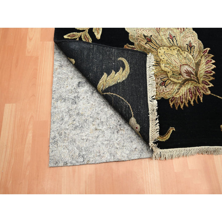9'2" x 11'8" New Hand Knotted Black Wool & Silk Rectangle Oriental Rug - MOA10275593