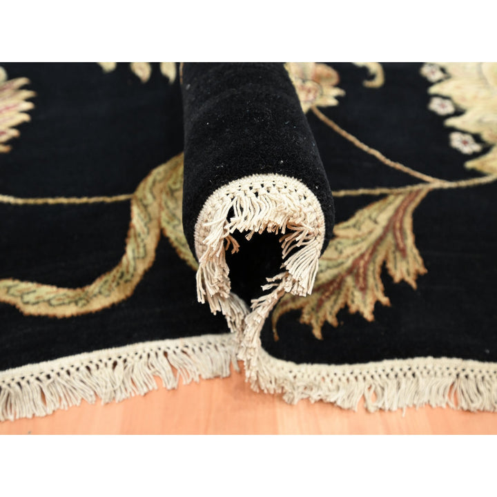 9'2" x 11'8" New Hand Knotted Black Wool & Silk Rectangle Oriental Rug - MOA10275593