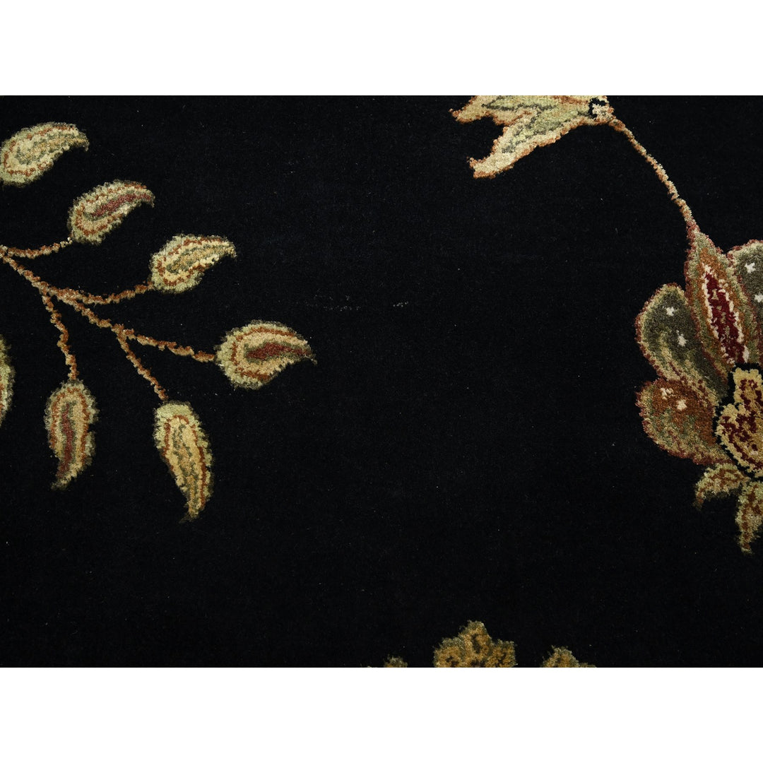9'2" x 11'8" New Hand Knotted Black Wool & Silk Rectangle Oriental Rug - MOA10275593