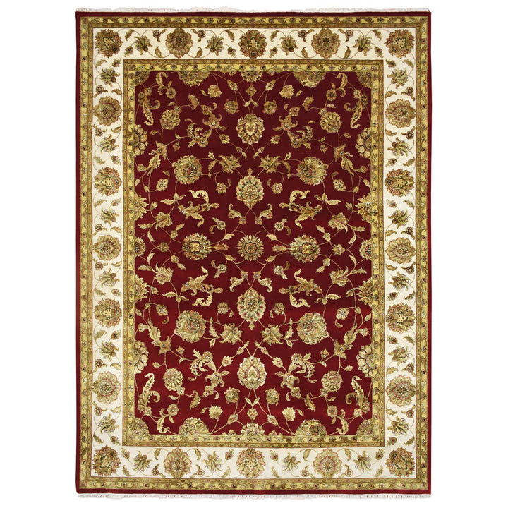 9'0" x 12'3" New Hand Knotted Red Wool & Silk Rectangle Oriental Rug - MOA10275594