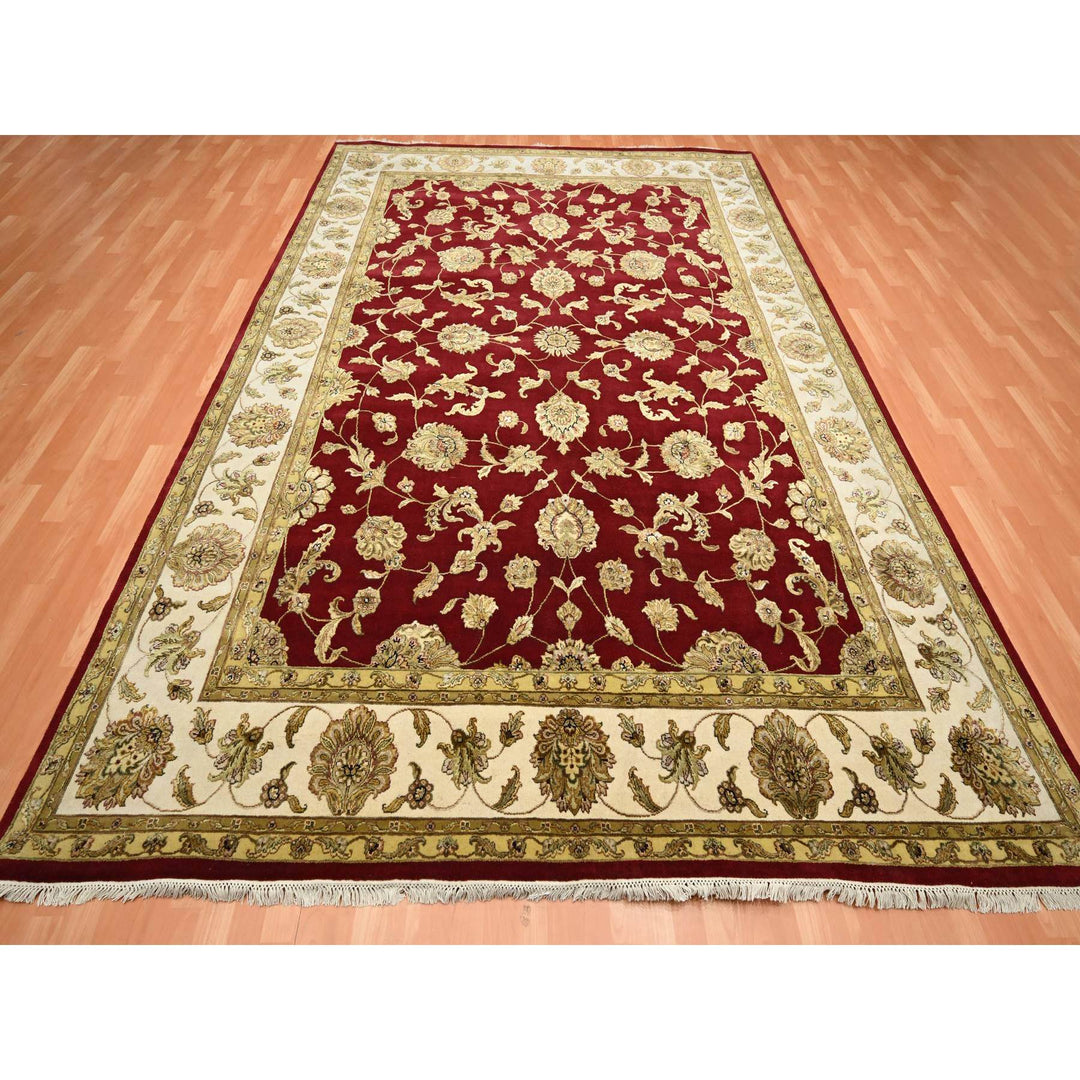 9'0" x 12'3" New Hand Knotted Red Wool & Silk Rectangle Oriental Rug - MOA10275594