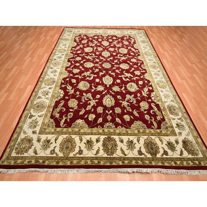 9'0" x 12'3" New Hand Knotted Red Wool & Silk Rectangle Oriental Rug - MOA10275594