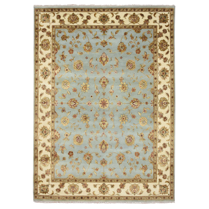 9'0" x 12'5" New Hand Knotted Blue Wool & Silk Rectangle Oriental Rug - MOA10275595