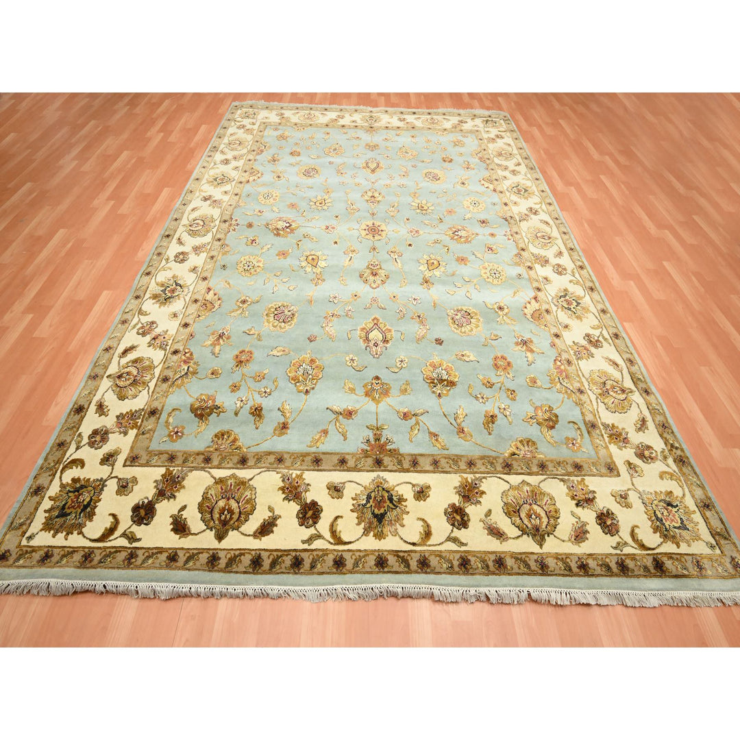 9'0" x 12'5" New Hand Knotted Blue Wool & Silk Rectangle Oriental Rug - MOA10275595