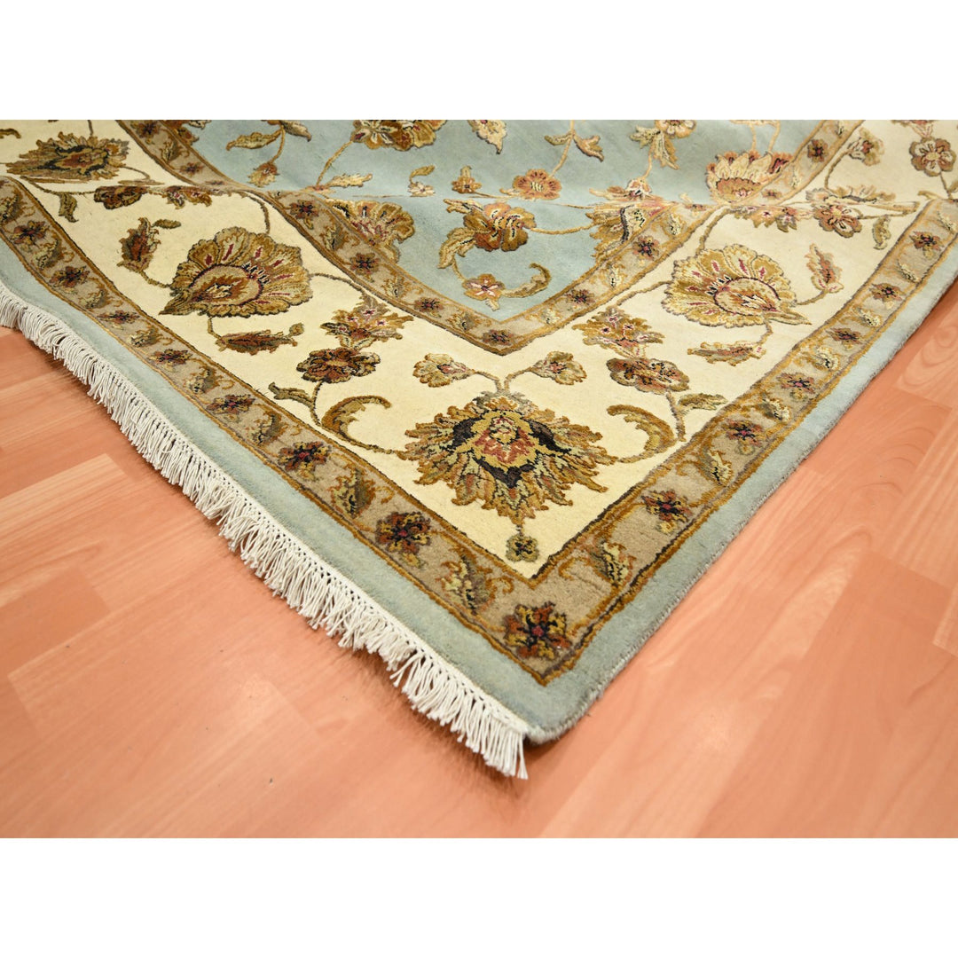9'0" x 12'5" New Hand Knotted Blue Wool & Silk Rectangle Oriental Rug - MOA10275595