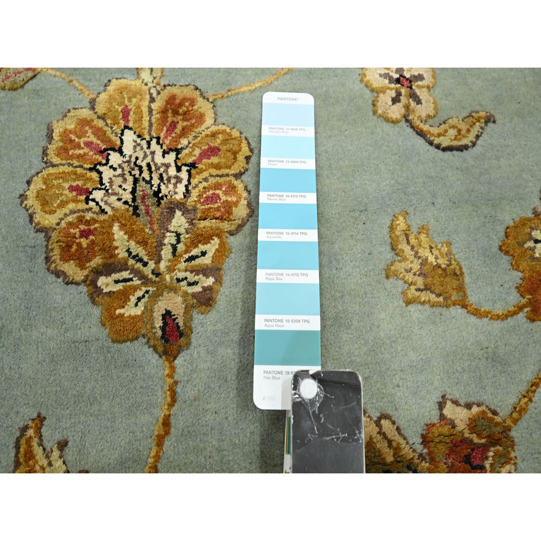 9'0" x 12'5" New Hand Knotted Blue Wool & Silk Rectangle Oriental Rug - MOA10275595