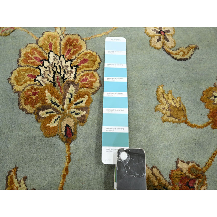 9'0" x 12'5" New Hand Knotted Blue Wool & Silk Rectangle Oriental Rug - MOA10275595