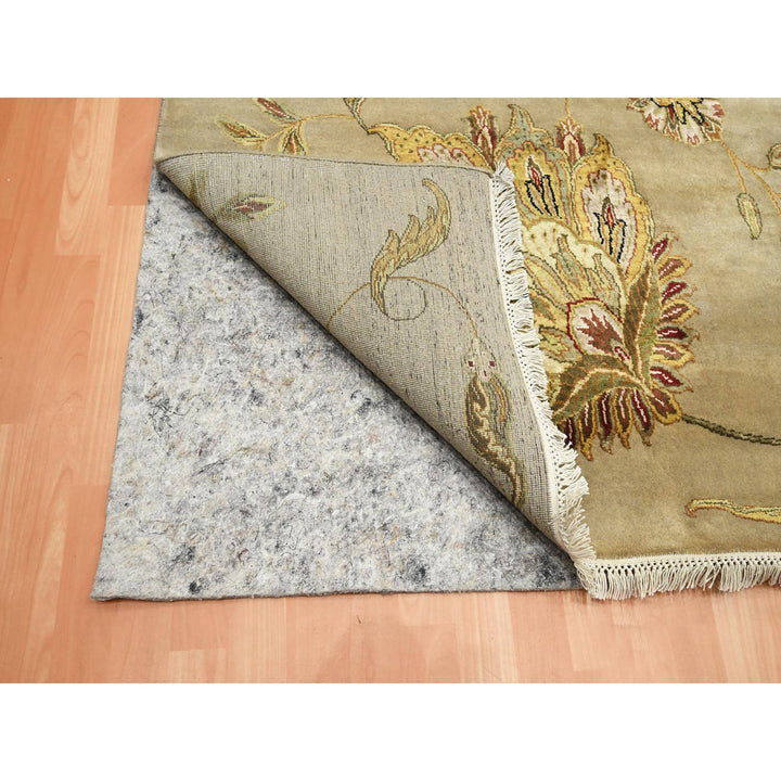 8'11" x 12'5" New Hand Knotted Brown Wool & Silk Rectangle Oriental Rug - MOA10275596