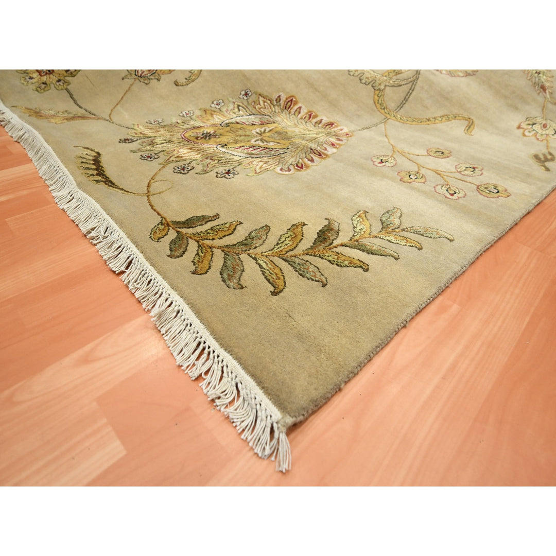 8'11" x 12'5" New Hand Knotted Brown Wool & Silk Rectangle Oriental Rug - MOA10275596