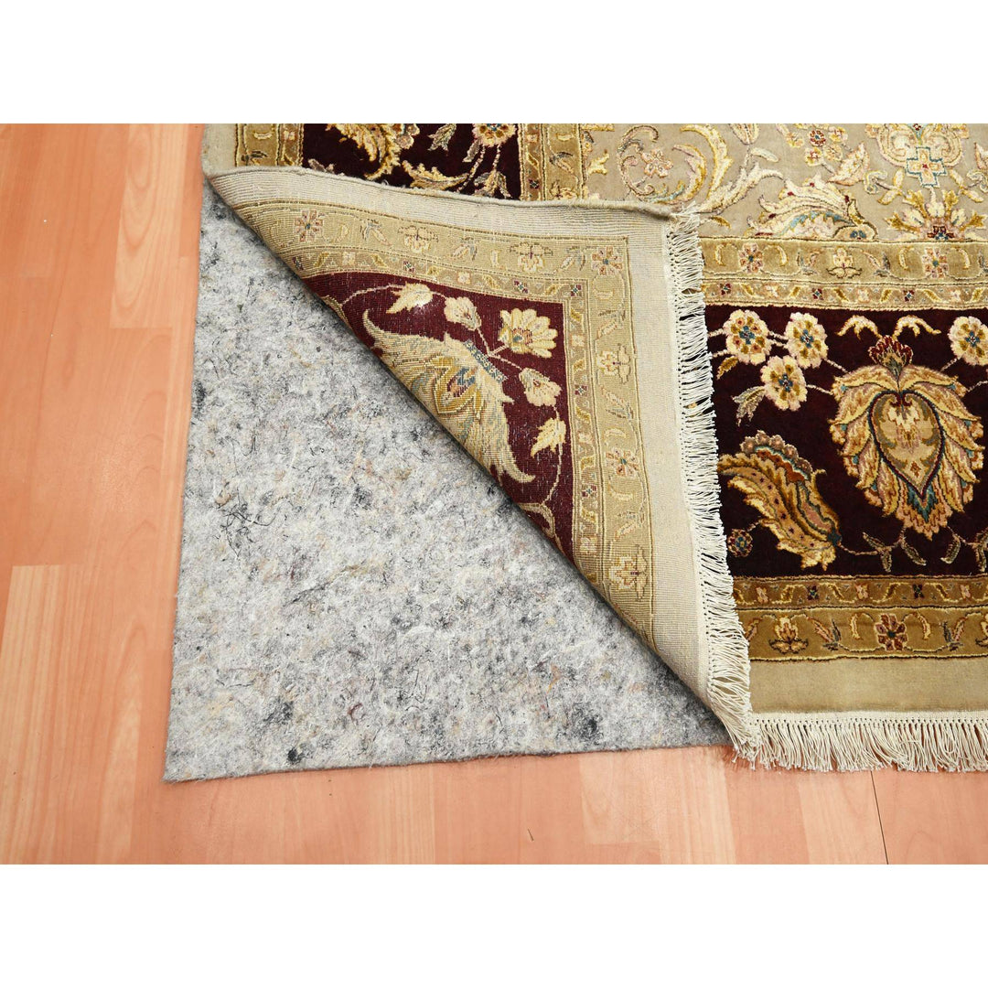 8'9" x 12'1" New Hand Knotted Ivory Wool & Silk Rectangle Oriental Rug - MOA10275597