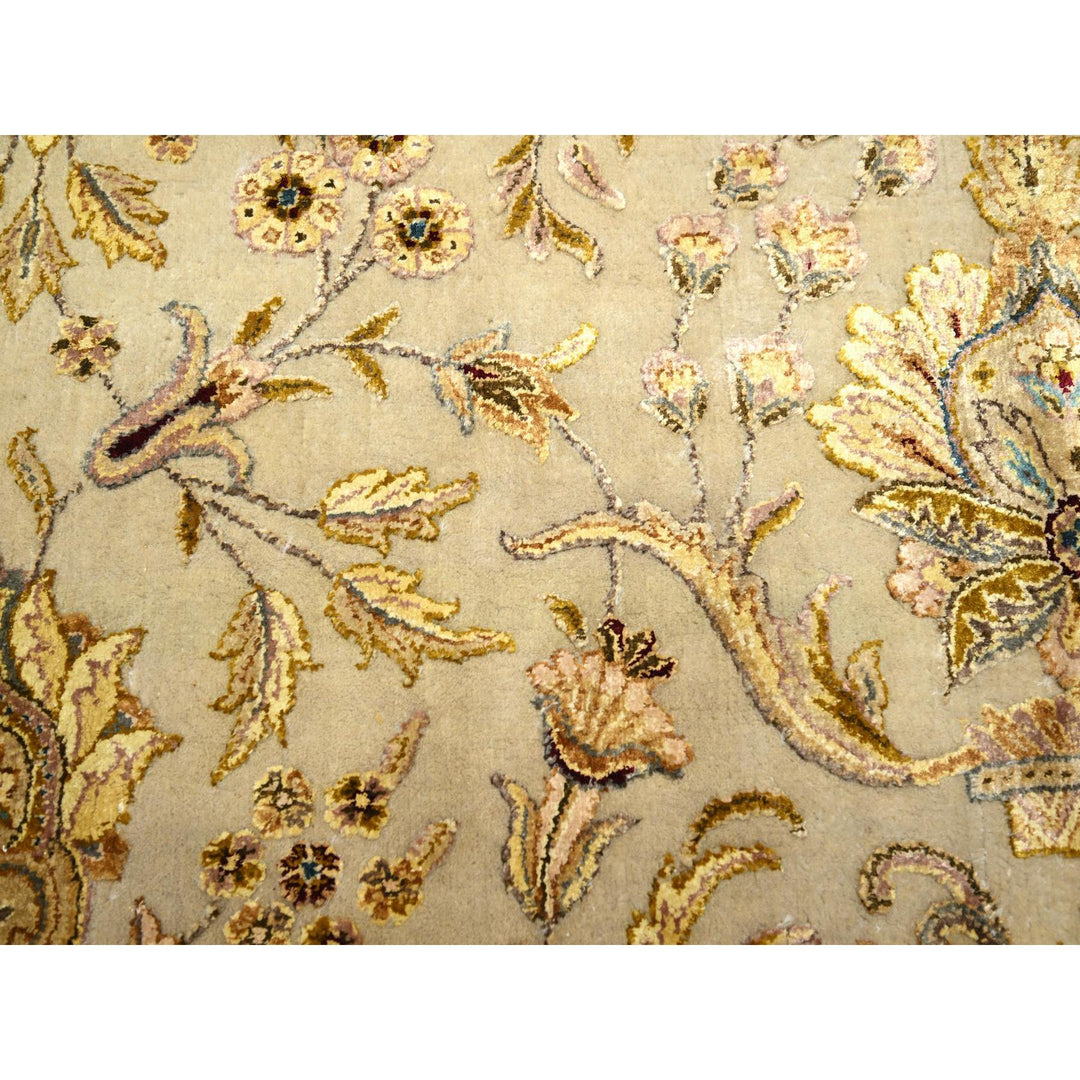 8'9" x 12'1" New Hand Knotted Ivory Wool & Silk Rectangle Oriental Rug - MOA10275597