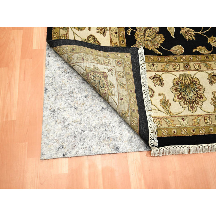 9'11" x 13'11" New Hand Knotted Black Wool & Silk Rectangle Oriental Rug - MOA10275598