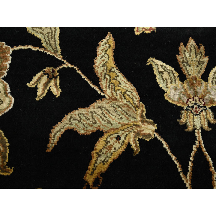9'11" x 13'11" New Hand Knotted Black Wool & Silk Rectangle Oriental Rug - MOA10275598
