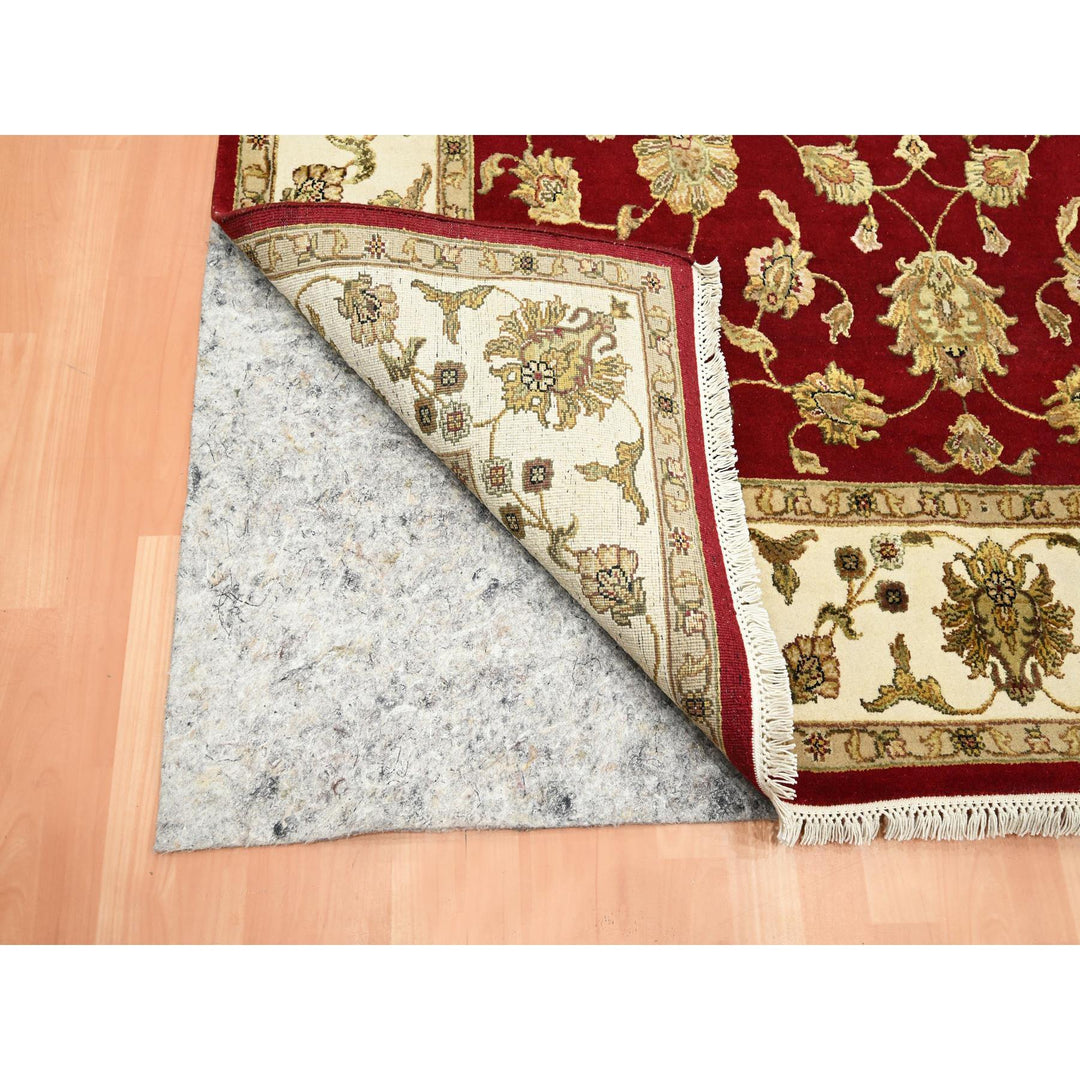 5'11" x 9'2" New Hand Knotted Red Wool & Silk Rectangle Oriental Rug - MOA10275599