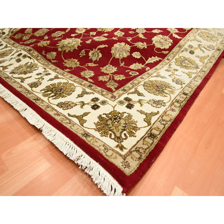 5'11" x 9'2" New Hand Knotted Red Wool & Silk Rectangle Oriental Rug - MOA10275599