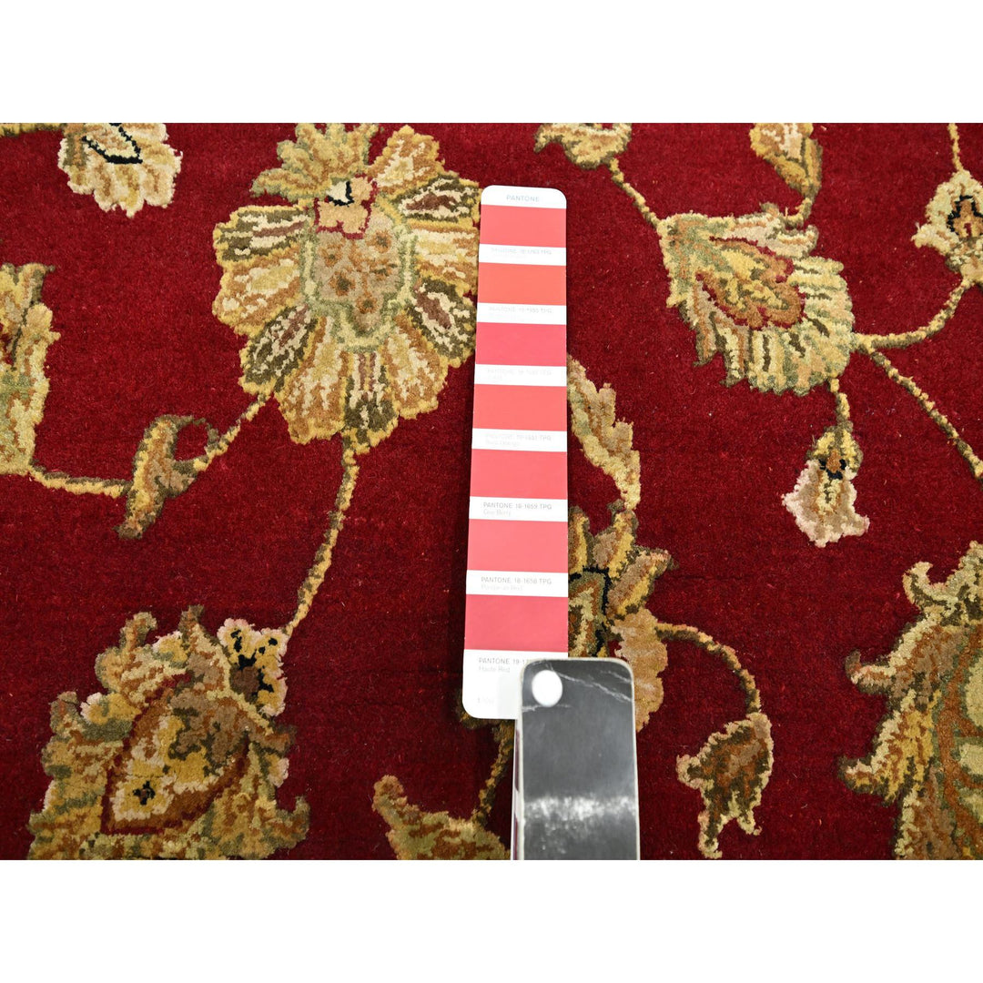 5'11" x 9'2" New Hand Knotted Red Wool & Silk Rectangle Oriental Rug - MOA10275599