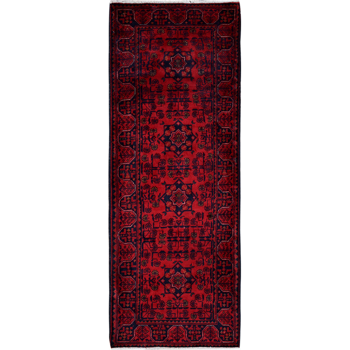 1'10" x 5'1" New Hand Knotted Red Wool Runner Oriental Rug - MOA102755