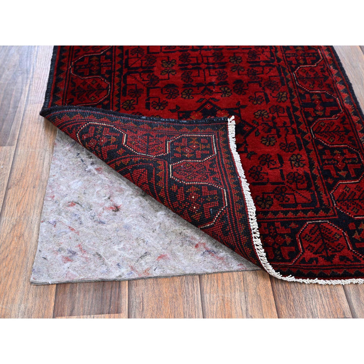 1'10" x 5'1" New Hand Knotted Red Wool Runner Oriental Rug - MOA102755