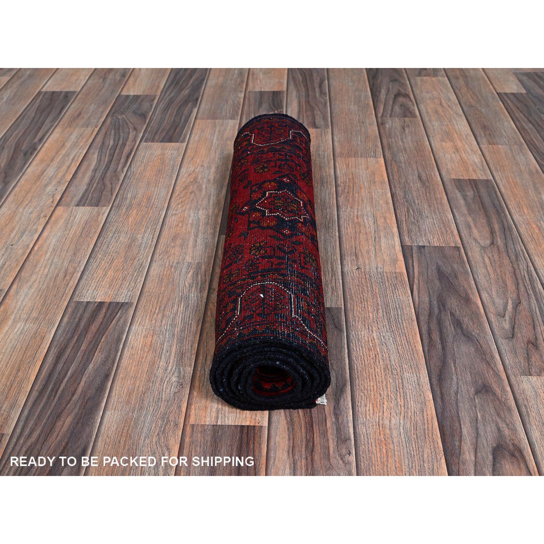 1'10" x 5'1" New Hand Knotted Red Wool Runner Oriental Rug - MOA102755