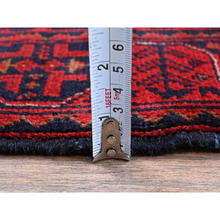 1'10" x 5'1" New Hand Knotted Red Wool Runner Oriental Rug - MOA102755