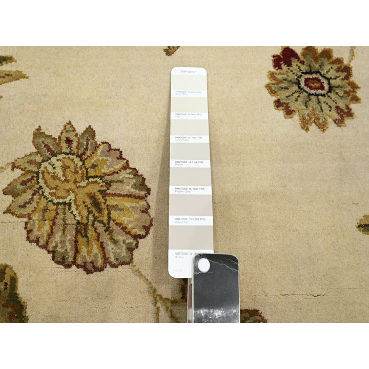 5'11" x 8'11" New Hand Knotted Ivory Wool & Silk Rectangle Oriental Rug - MOA10275600