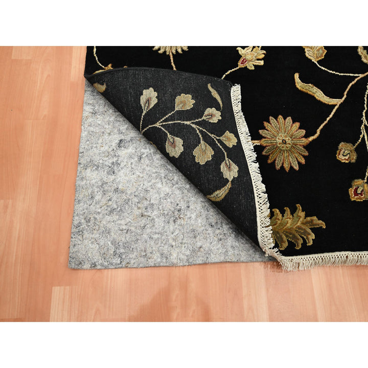 5'10" x 8'10" New Hand Knotted Black Wool & Silk Rectangle Oriental Rug - MOA10275601