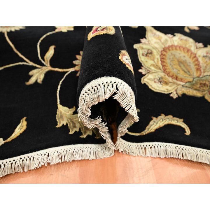 5'10" x 8'10" New Hand Knotted Black Wool & Silk Rectangle Oriental Rug - MOA10275601