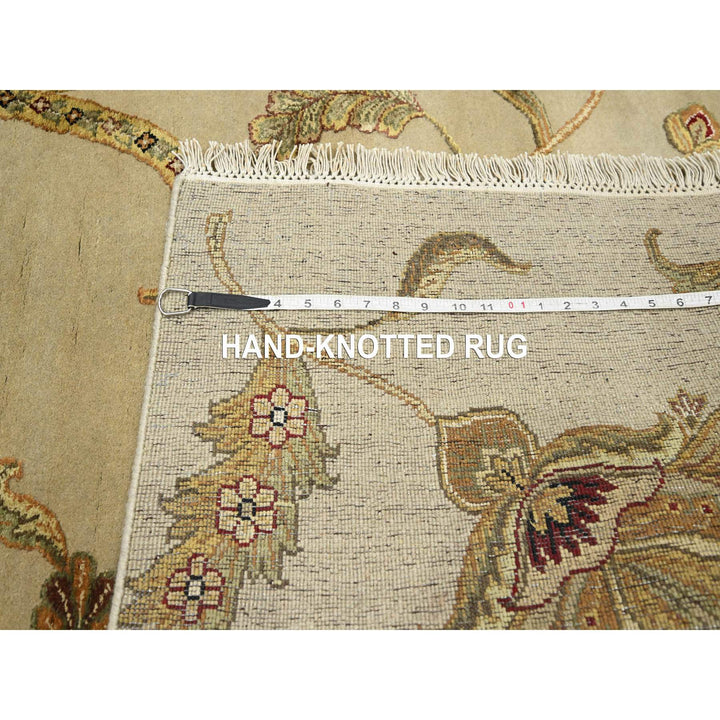 6'0" x 8'10" New Hand Knotted Brown Wool & Silk Rectangle Oriental Rug - MOA10275603