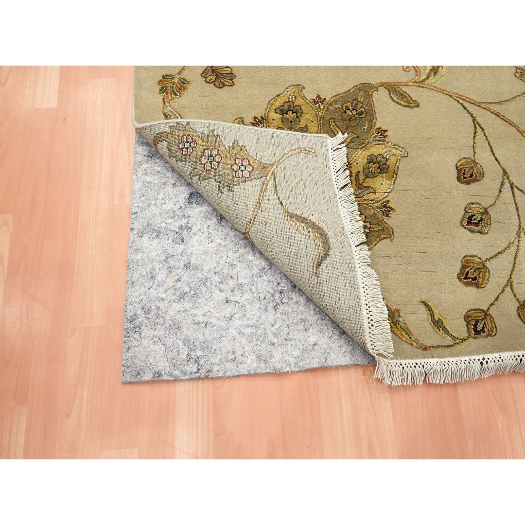 6'0" x 8'10" New Hand Knotted Brown Wool & Silk Rectangle Oriental Rug - MOA10275603