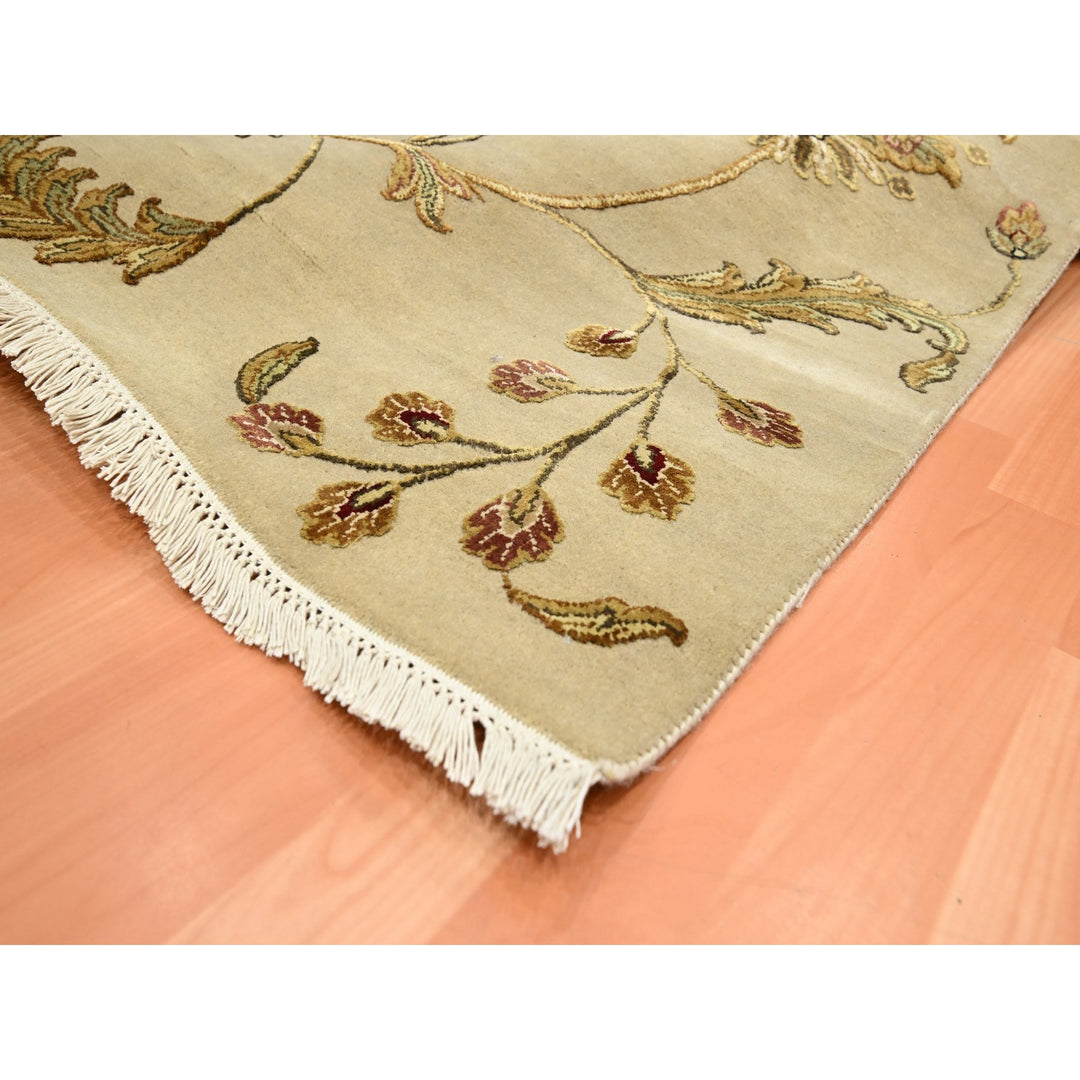 6'0" x 8'10" New Hand Knotted Brown Wool & Silk Rectangle Oriental Rug - MOA10275603