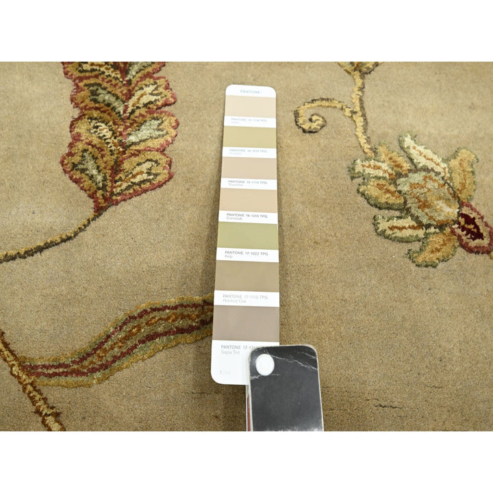 6'0" x 8'10" New Hand Knotted Brown Wool & Silk Rectangle Oriental Rug - MOA10275603
