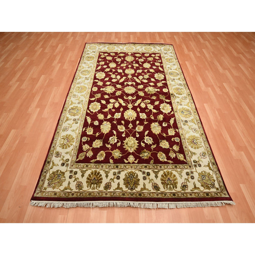 5'11" x 8'11" New Hand Knotted Red Wool & Silk Rectangle Oriental Rug - MOA10275604