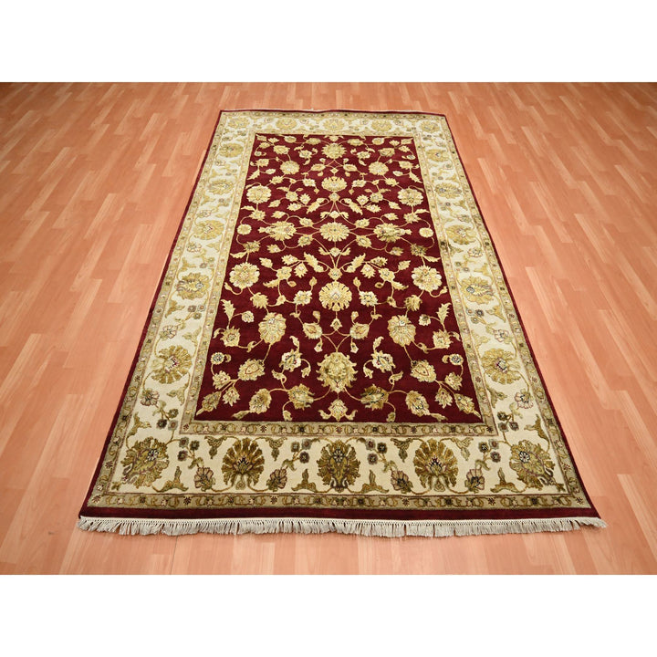 5'11" x 8'11" New Hand Knotted Red Wool & Silk Rectangle Oriental Rug - MOA10275604